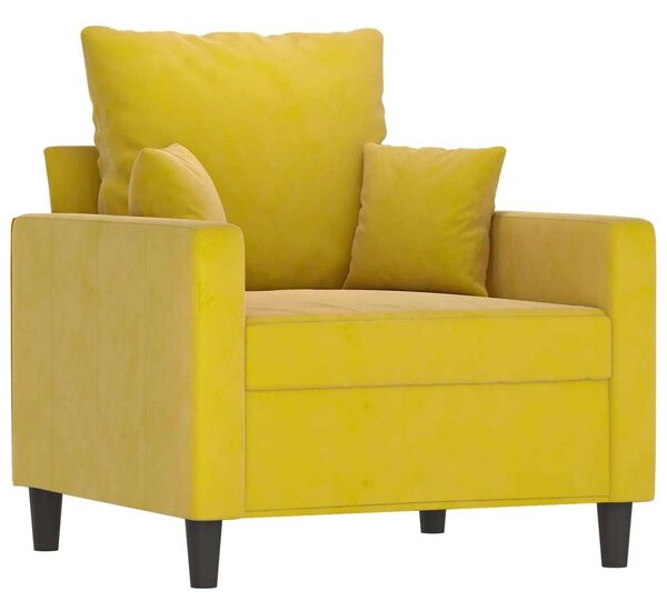 VidaXL sárga bársony kanapéfotel lábtartóval 60 cm