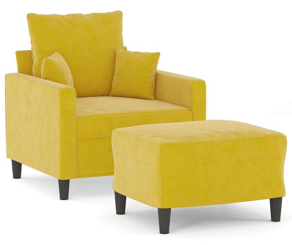 VidaXL sárga bársony kanapéfotel lábtartóval 60 cm