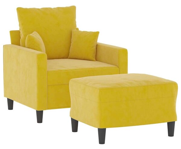 VidaXL sárga bársony kanapéfotel lábtartóval 60 cm
