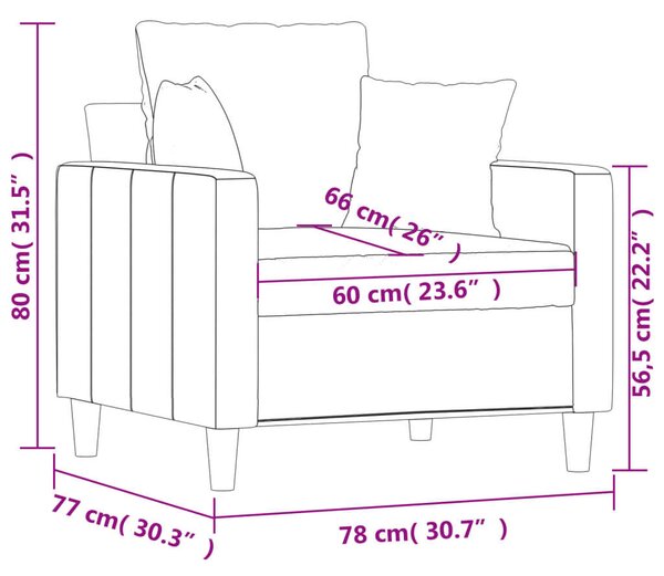 VidaXL krémszínű bársony kanapéfotel 60 cm