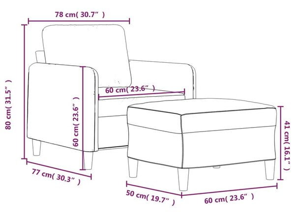 VidaXL világossárga szövet kanapéfotel lábtartóval 60 cm
