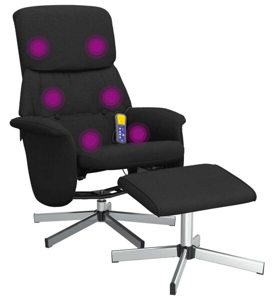 VidaXL fekete szövet dönthető masszázsfotel lábtartóval