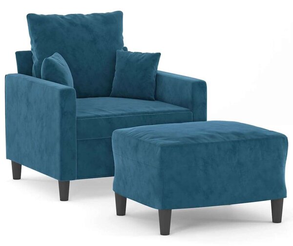 VidaXL kék bársony kanapéfotel lábtartóval 60 cm
