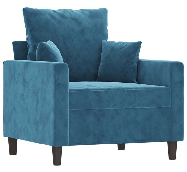 VidaXL kék bársony kanapéfotel lábtartóval 60 cm