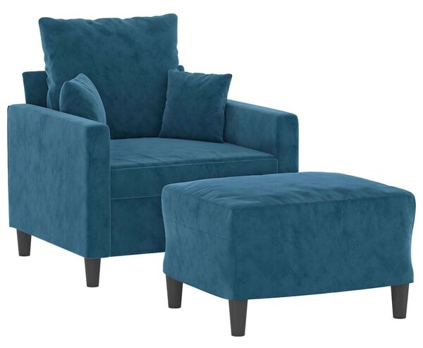 VidaXL kék bársony kanapéfotel lábtartóval 60 cm