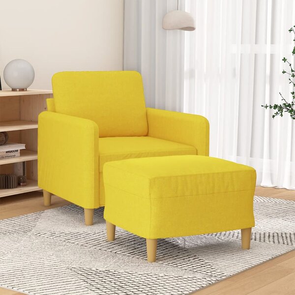 VidaXL világossárga szövet kanapéfotel lábtartóval 60 cm
