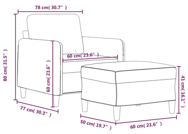 VidaXL világossárga szövet kanapéfotel lábtartóval 60 cm