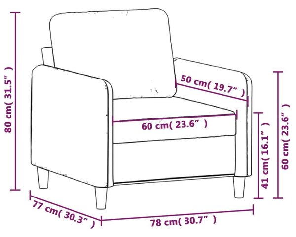 VidaXL Krémszínű Szövet Kanapéfotel - 60 cm