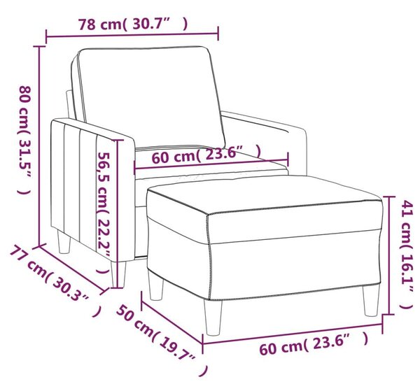 VidaXL sárga bársony kanapéfotel lábtartóval 60 cm