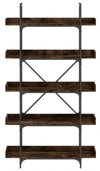5 Polcos Fa Könyvespolc - Ipari Stílus - 100x33x180,5cm