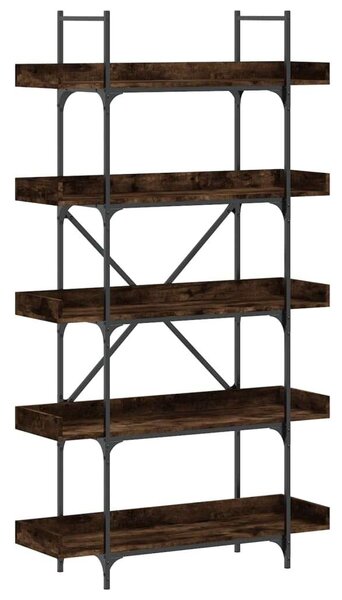 5 Polcos Fa Könyvespolc - Ipari Stílus - 100x33x180,5cm