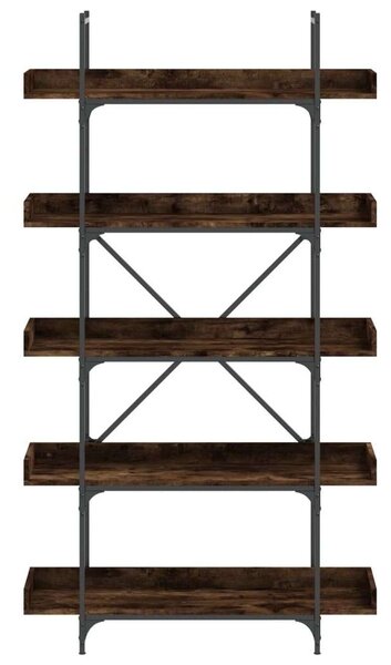 5 Polcos Fa Könyvespolc - Ipari Stílus - 100x33x180,5cm
