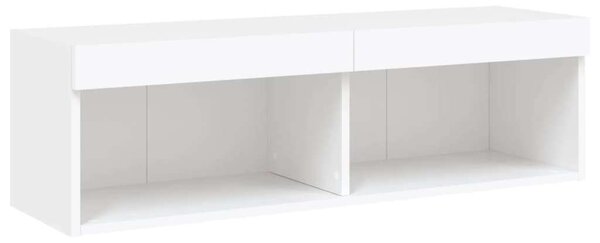 VidaXL 5 darab fehér szerelt fa fali TV-bútor LED-del