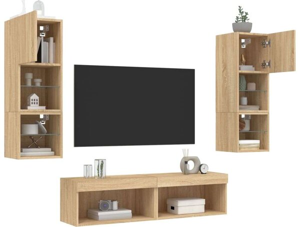 VidaXL Falra Szerelhető TV Szekrény Szett - Sonoma Tölgy - 6 db