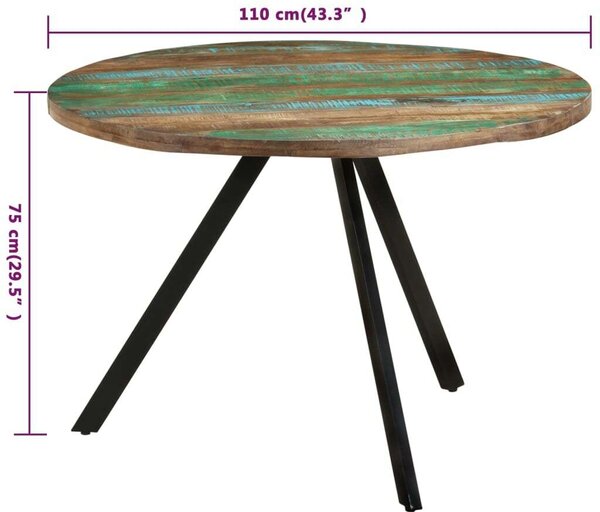 VidaXL Kerek Újrahasznosított Fa Étkezőasztal - 110cm