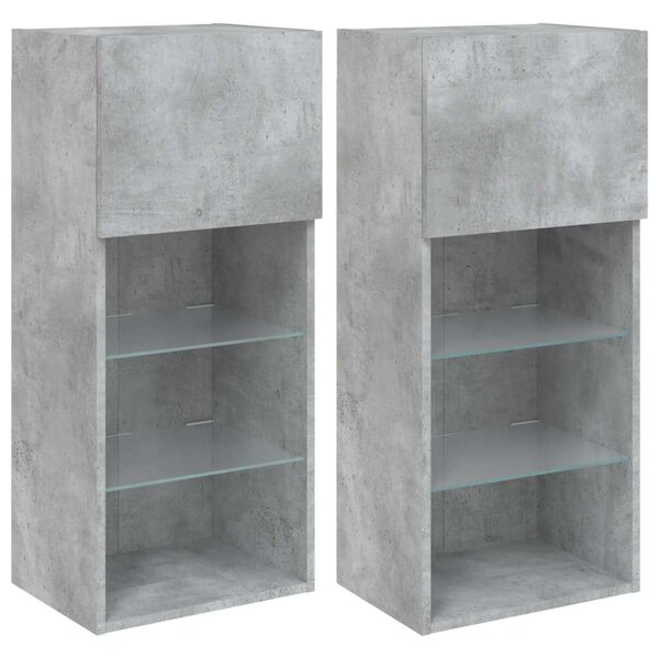 VidaXL 2 db betonszürke TV-szekrény LED-világítással 40,5 x 30 x 90 cm