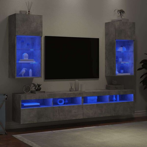 VidaXL 2 db betonszürke TV-szekrény LED-világítással 40,5 x 30 x 90 cm