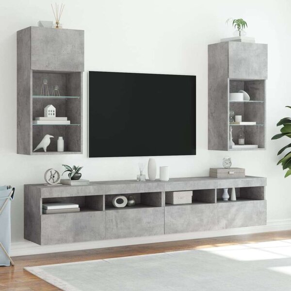 VidaXL 2 db betonszürke TV-szekrény LED-világítással 40,5 x 30 x 90 cm