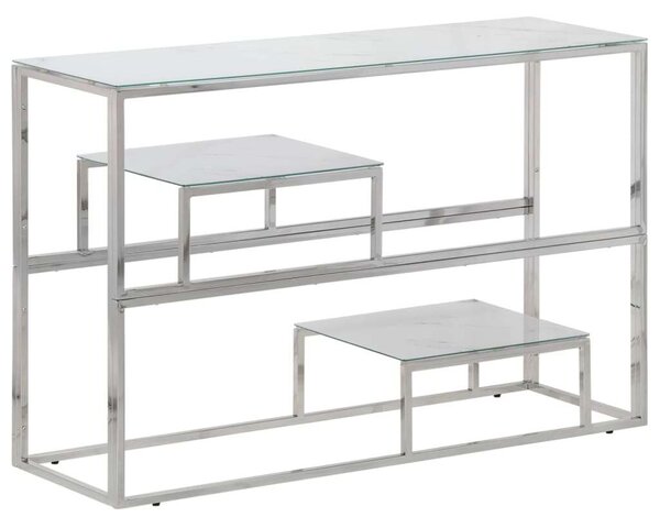 Modern Tálalóasztal - Üveg és Rozsdamentes Acél - 110x35x70 cm