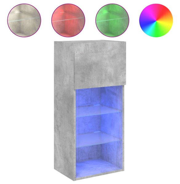 VidaXL 2 db betonszürke TV-szekrény LED-világítással 40,5 x 30 x 90 cm