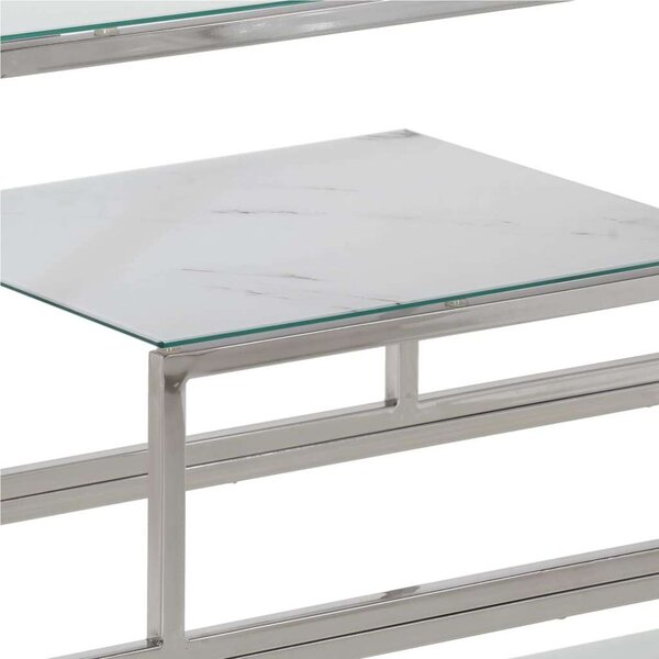 Modern Tálalóasztal - Üveg és Rozsdamentes Acél - 110x35x70 cm