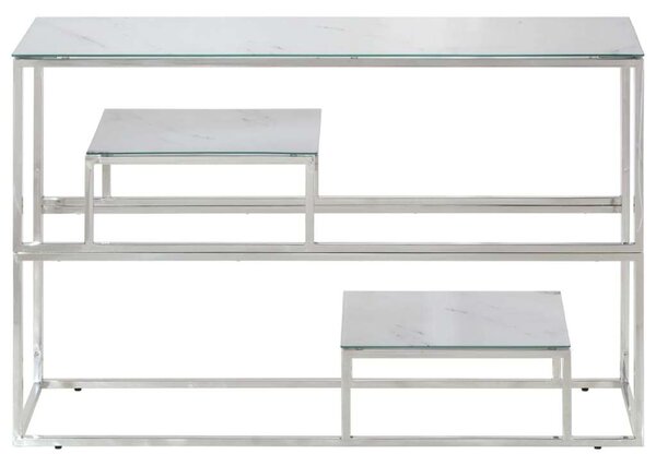 Modern Tálalóasztal - Üveg és Rozsdamentes Acél - 110x35x70 cm