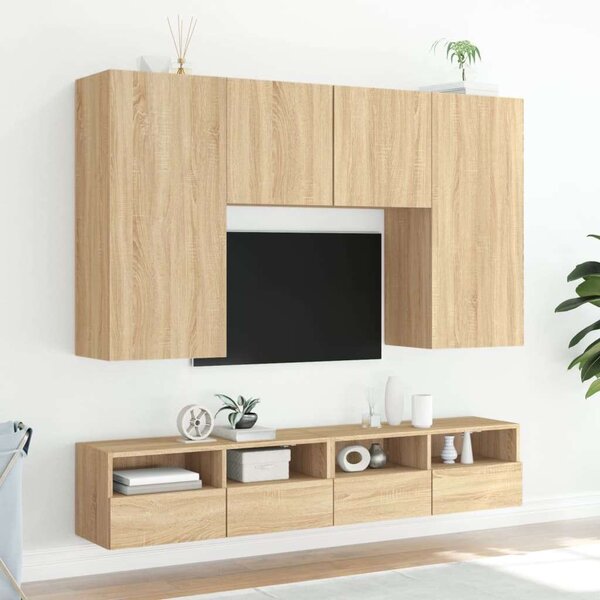 VidaXL 2 db sonoma-tölgyszín szerelt fa fali TV-szekrény 100x30x30 cm
