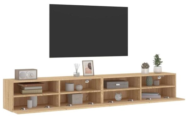VidaXL 2 db sonoma-tölgyszín szerelt fa fali TV-szekrény 100x30x30 cm