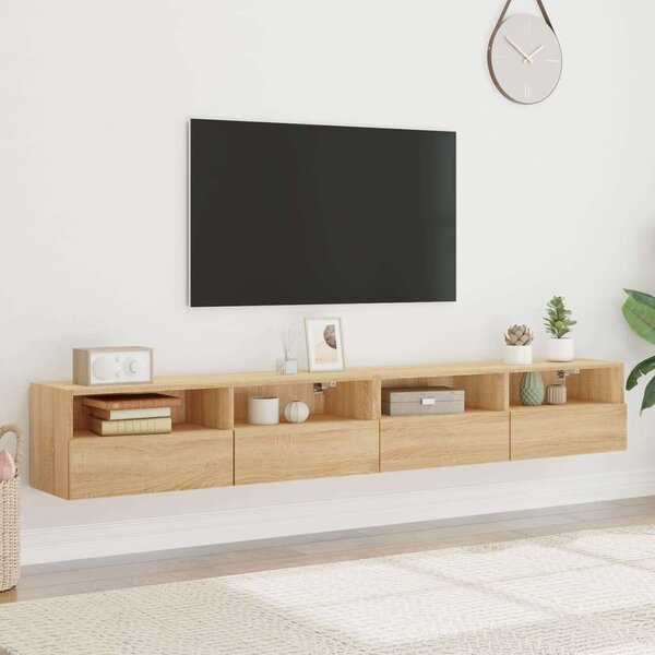 VidaXL 2 db sonoma-tölgyszín szerelt fa fali TV-szekrény 100x30x30 cm