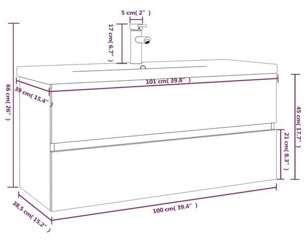 VidaXL Fürdőszoba Szekrény - Füstös Tölgy - 100cm
