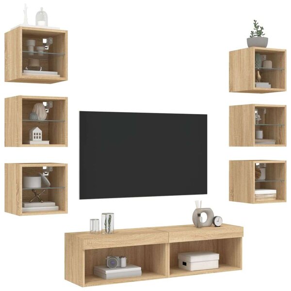 VidaXL Falra Szerelhető TV Szekrény Szett - Sonoma Tölgy - 8 db