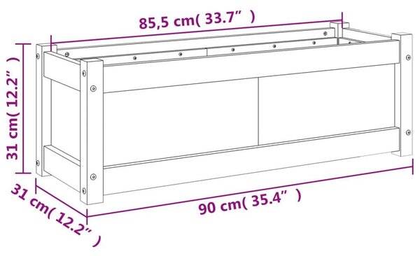VidaXL Fa Virágláda - 2 db - 90x31x31 cm