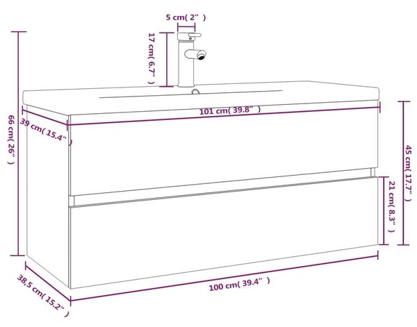 VidaXL Fürdőszobabútor - Sonoma Tölgy - Mosdószekrény - 100cm