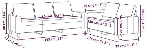 VidaXL Bársony Kanapé Szett - 2+3 Személyes - Kék