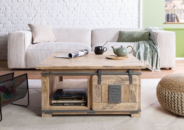 IRON Dohányzóasztal Mango 90x90x45 fehérre meszelve lackiert