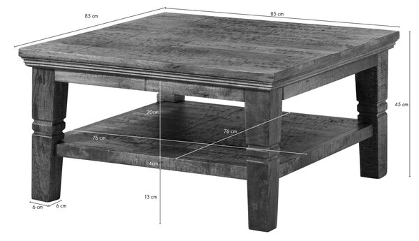 RODEZ Dohányzóasztal mangó 85x85x45 sötétbarna olajozott