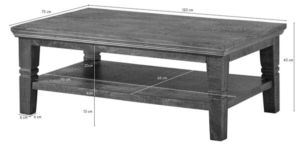 RODEZ Dohányzóasztal mangó 120x75x45 sötétbarna olajozott