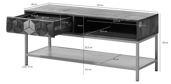 DIAMOND Dohányzóasztal mangó 110x40x50 barna olajozott