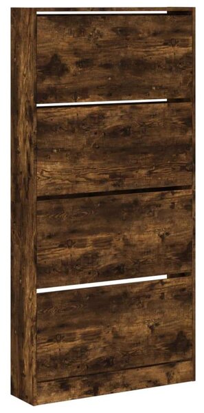 VidaXL Cipőtároló Szekrény - Füstös Tölgy - 4 Fiók - 80x21x163,5cm