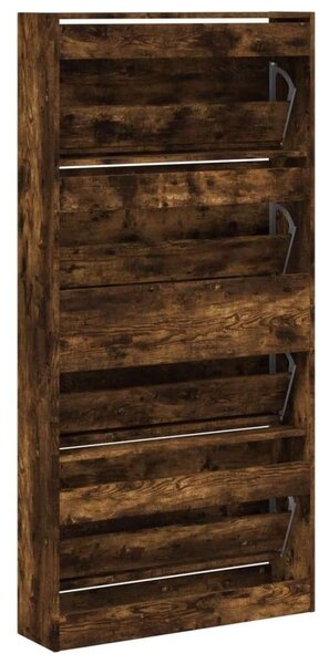 VidaXL Cipőtároló Szekrény - Füstös Tölgy - 4 Fiók - 80x21x163,5cm
