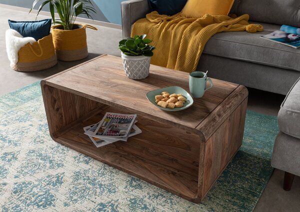 LOUNGE Sheesham dohányzóasztal 100x50x40, barna, olajozva