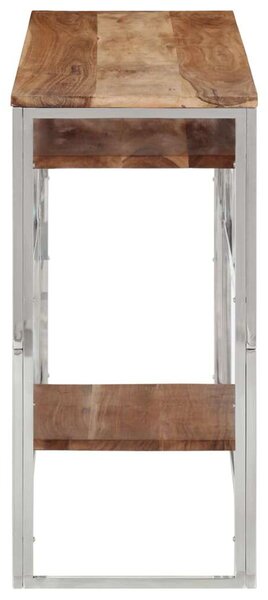 VidaXL Tálalóasztal - Akácfa és Rozsdamentes Acél - 110x35x70 cm