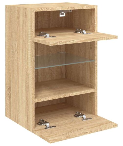 VidaXL 2 db sonoma-tölgy színű fali TV-szekrény LED-del 40x30x60,5 cm