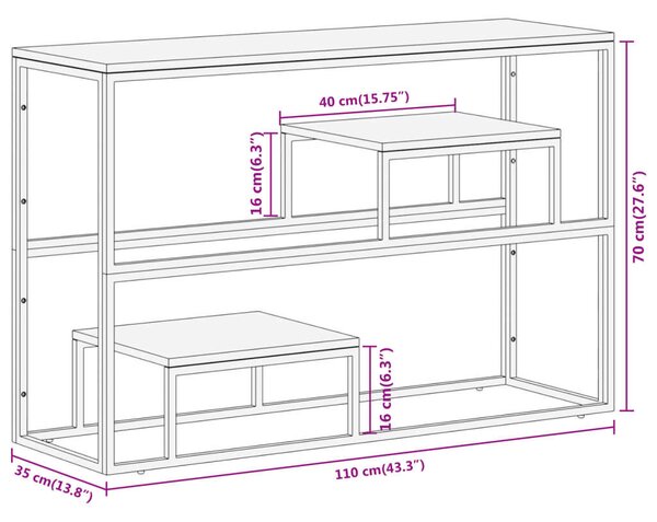 VidaXL Tálalóasztal - Akácfa és Rozsdamentes Acél - 110x35x70 cm