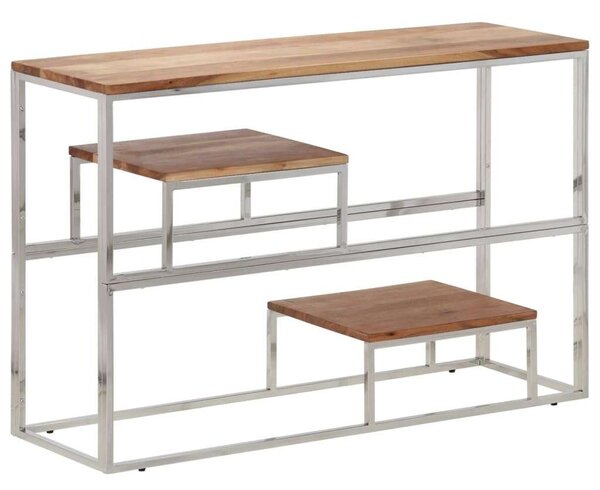 VidaXL Tálalóasztal - Akácfa és Rozsdamentes Acél - 110x35x70 cm