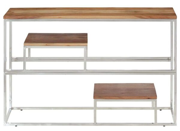 VidaXL Tálalóasztal - Akácfa és Rozsdamentes Acél - 110x35x70 cm