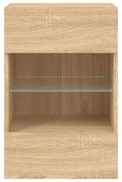VidaXL 2 db sonoma-tölgy színű fali TV-szekrény LED-del 40x30x60,5 cm