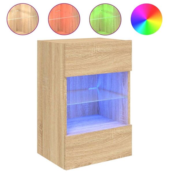 VidaXL 2 db sonoma-tölgy színű fali TV-szekrény LED-del 40x30x60,5 cm
