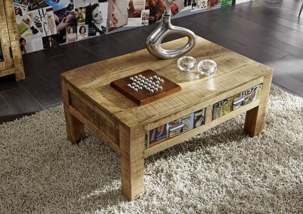 LOUNGE Dohányzóasztal mangó 90x60x40 többszínű lakkozott