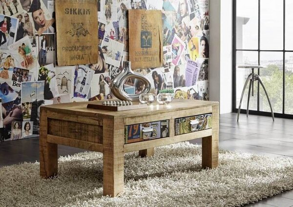 LOUNGE Dohányzóasztal mangó 90x60x40 többszínű lakkozott